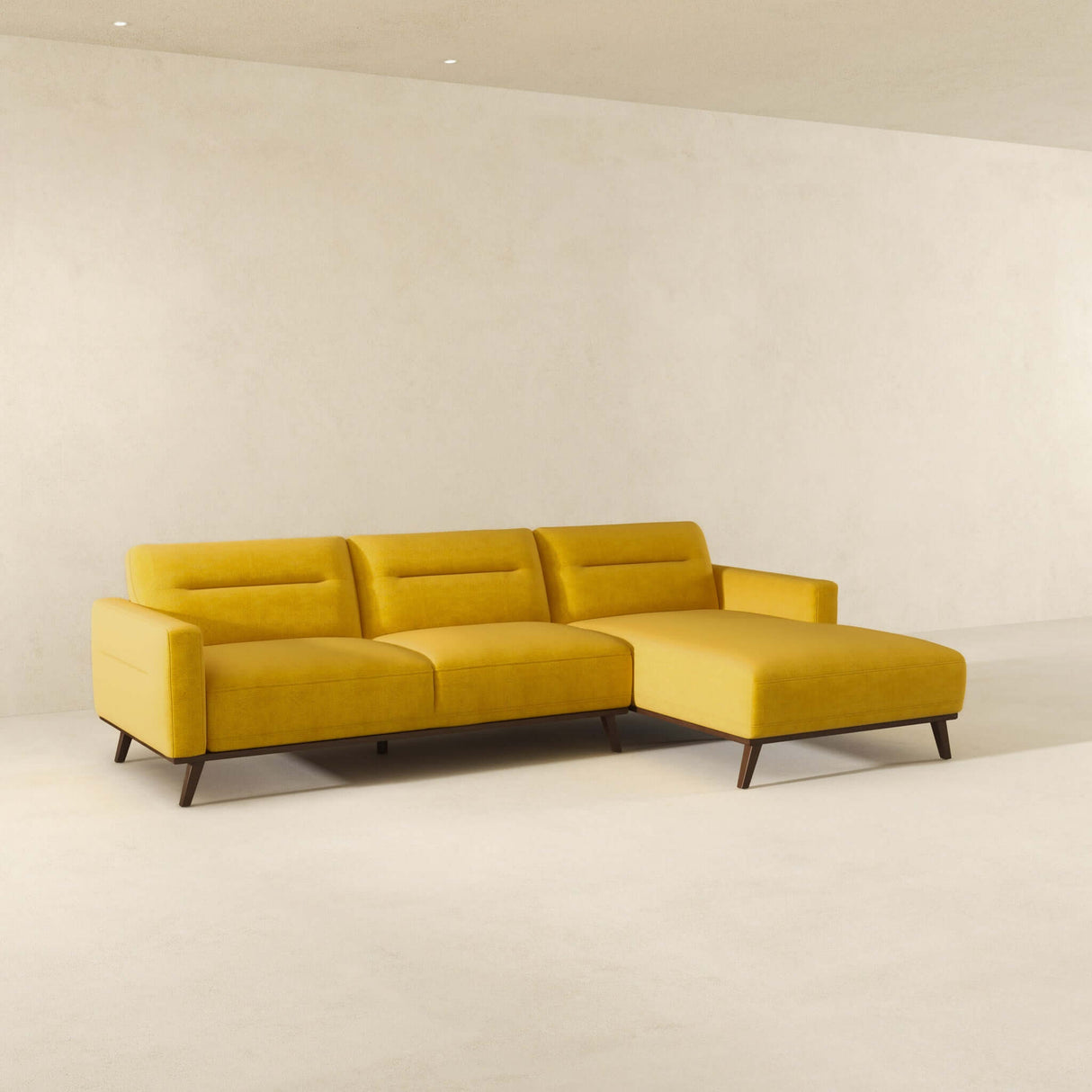 Ella L-Shaped Dark Yellow Linen Left Sectional Couch Rigt-Sectional - AFC01841 - Luna Furniture