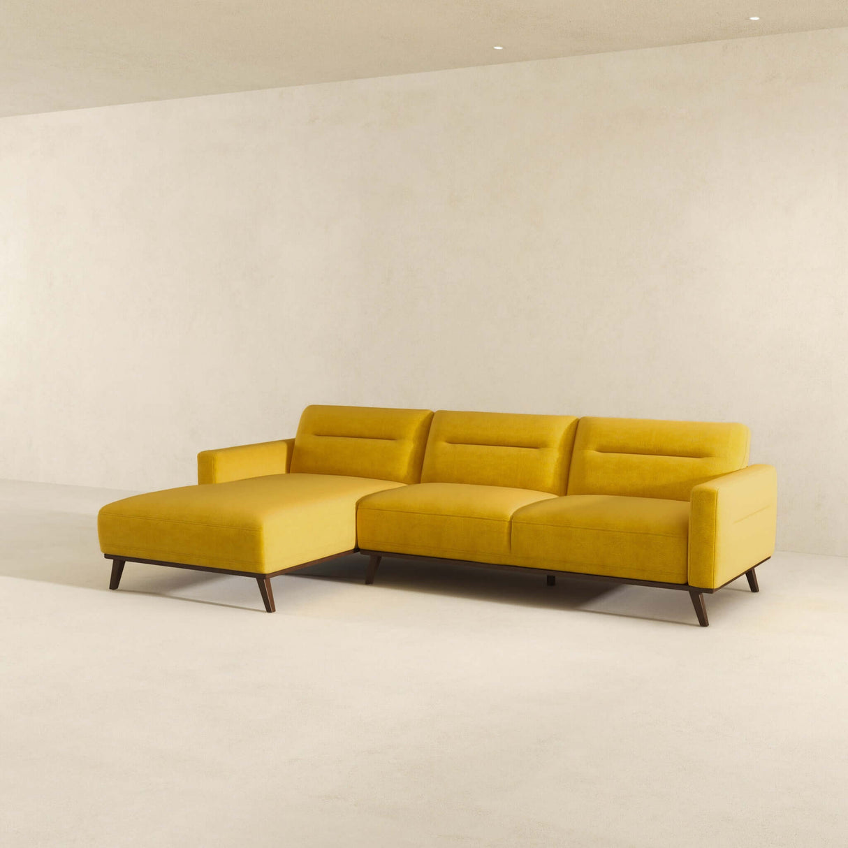 Ella L-Shaped Dark Yellow Linen Left Sectional Couch Rigt-Sectional - AFC01841 - Luna Furniture