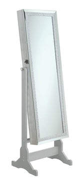 Elle Silver Jewelry Cheval Mirror with Crystal Trim from Coaster - Luna Furniture