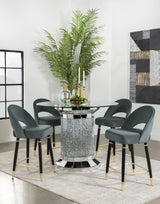 Ellie Mirror/Gray 5-Piece Pedestal Counter Height Dining Set from Coaster - Luna Furniture