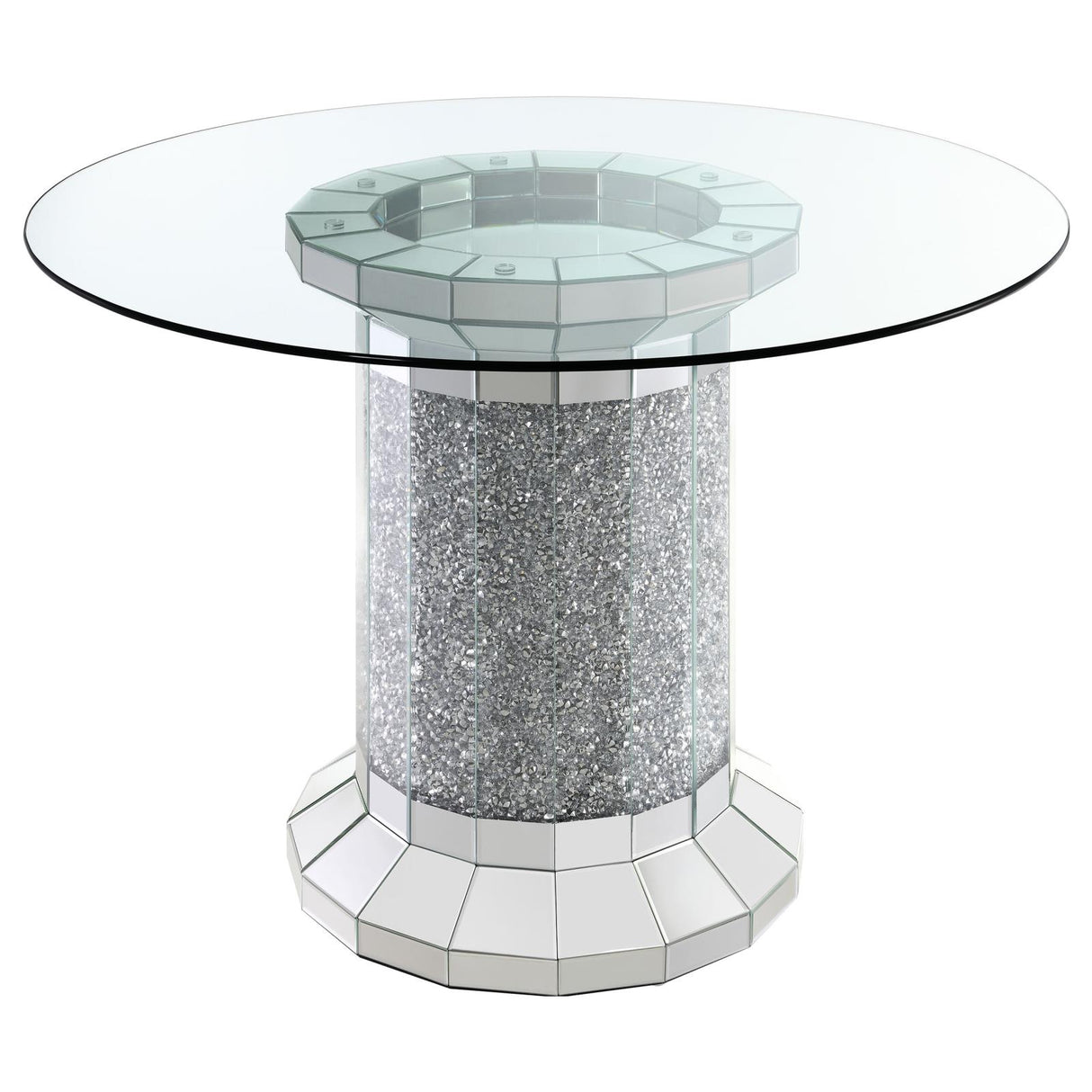 Ellie Pedestal Round Glass Top Counter Height Table Mirror - 115558 - Luna Furniture