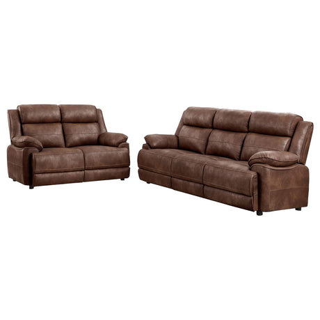 Ellington 2-piece Upholstered Padded Arm Sofa Set Dark Brown - 508281-S2 - Luna Furniture