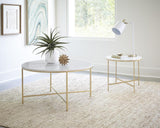 Ellison White/Gold Round X-cross Coffee Table from Coaster - Luna Furniture