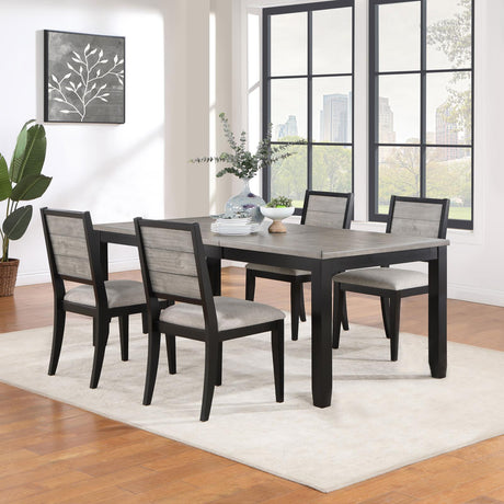 Elodie 5-piece Dining Table Set with Extension Leaf Grey and Black - 121221-S5 - Luna Furniture