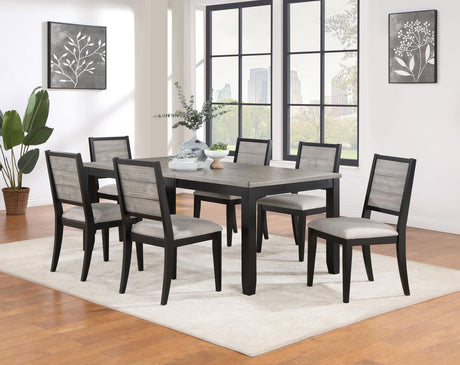 Elodie Rectangular Dining Table with Extension Leaf Grey and Black - 121221 - Luna Furniture