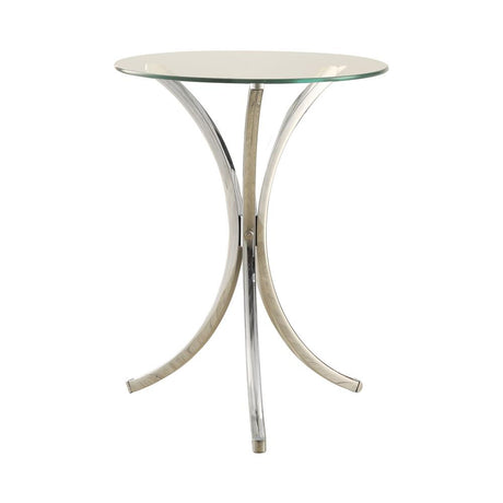 Eloise Chrome Round Accent Table with Curved Legs from Coaster - Luna Furniture