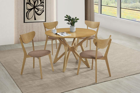 Elowen 5-piece Round Solid Wood Dining Set Light Walnut - 108440-S5 - Luna Furniture