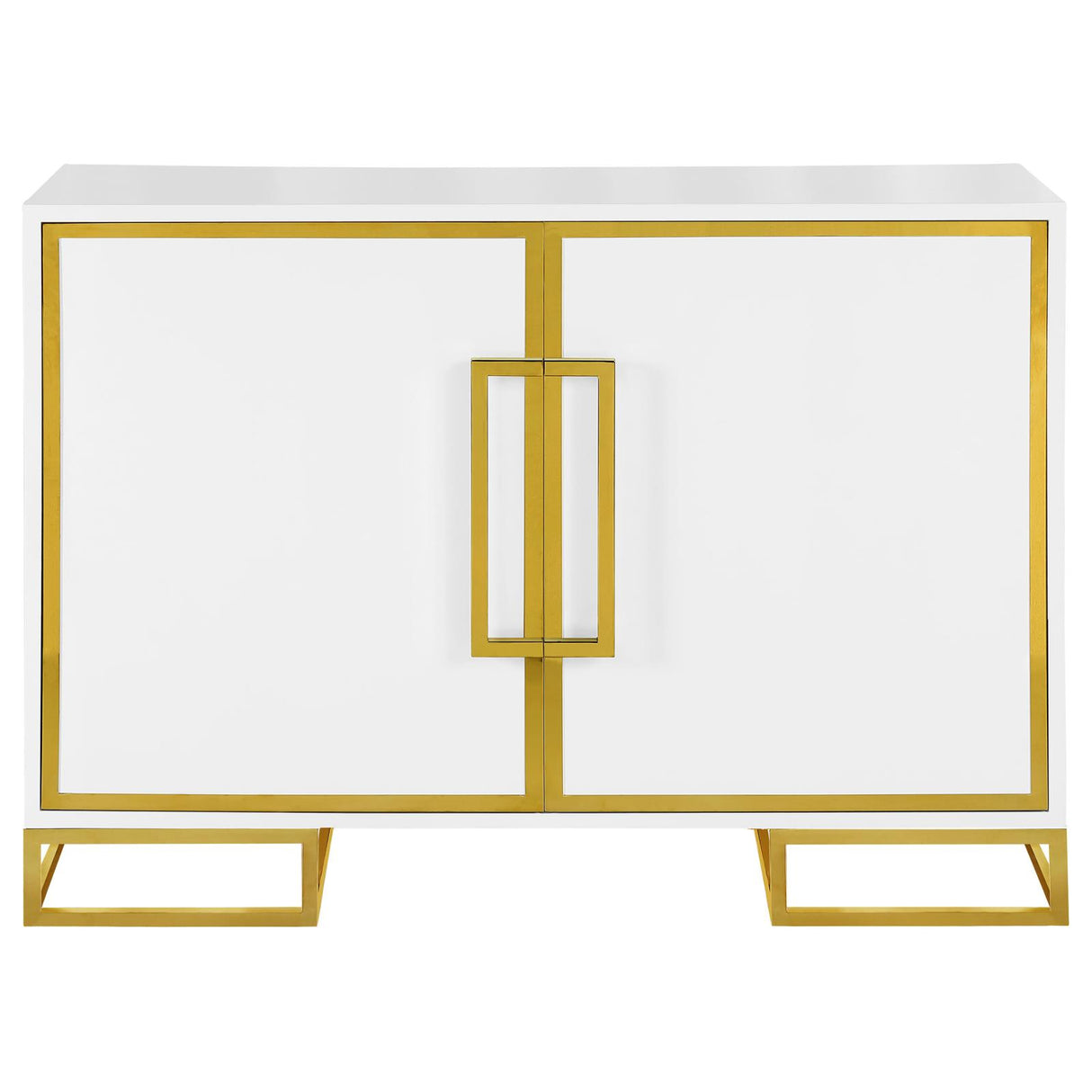 Elsa White/Gold 2-Door Accent Cabinet with Adjustable Shelves from Coaster - Luna Furniture