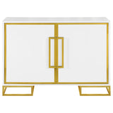 Elsa White/Gold 2-Door Accent Cabinet with Adjustable Shelves from Coaster - Luna Furniture