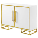 Elsa White/Gold 2-Door Accent Cabinet with Adjustable Shelves from Coaster - Luna Furniture