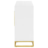 Elsa White/Gold 2-Door Accent Cabinet with Adjustable Shelves from Coaster - Luna Furniture