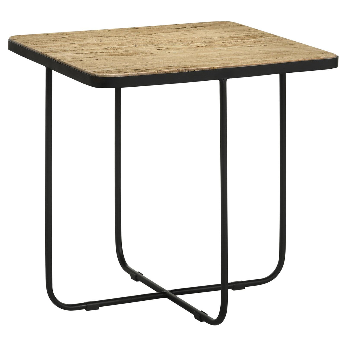 Elyna Travertine/Black Square Accent Table from Coaster - Luna Furniture