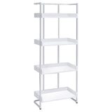 Ember White High Gloss/Chrome 4-Shelf Bookcase from Coaster - Luna Furniture