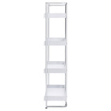 Ember White High Gloss/Chrome 4-Shelf Bookcase from Coaster - Luna Furniture