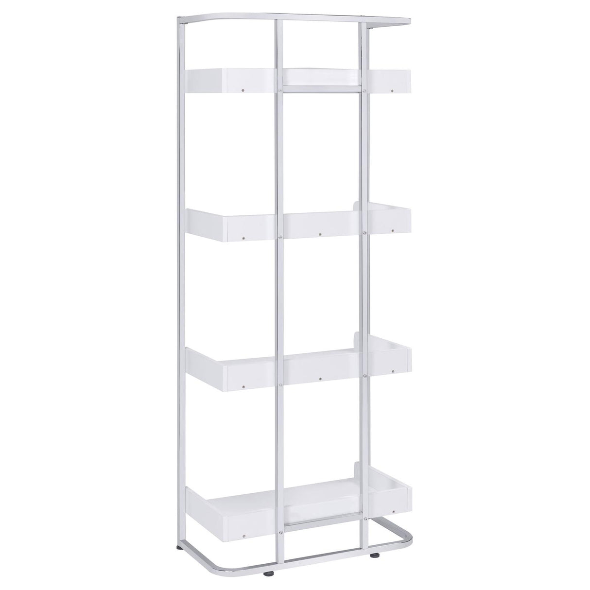 Ember White High Gloss/Chrome 4-Shelf Bookcase from Coaster - Luna Furniture