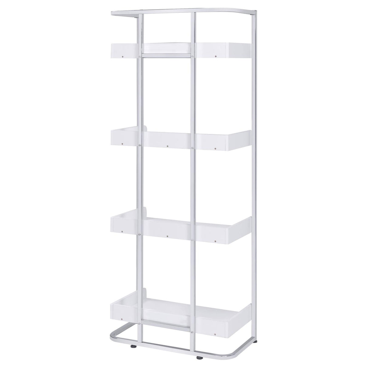 Ember White High Gloss/Chrome 4-Shelf Bookcase from Coaster - Luna Furniture