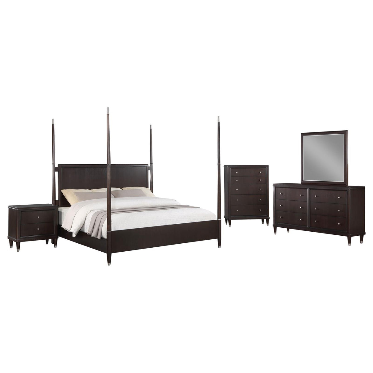 Emberlyn Brown 5-Piece Eastern King Poster Bedroom Set from Coaster - Luna Furniture