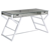 Emelle Gray Driftwood/Chrome 2-Drawer Glass Top Writing Desk from Coaster - Luna Furniture