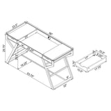 Emelle Gray Driftwood/Chrome 2-Drawer Glass Top Writing Desk from Coaster - Luna Furniture