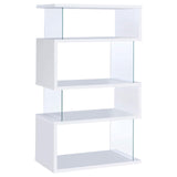 Emelle White/Clear 4-Tier Bookcase from Coaster - Luna Furniture