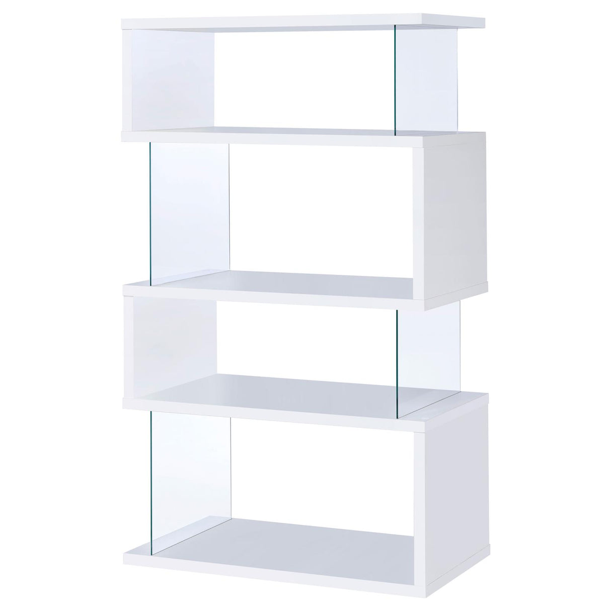 Emelle White/Clear 4-Tier Bookcase from Coaster - Luna Furniture