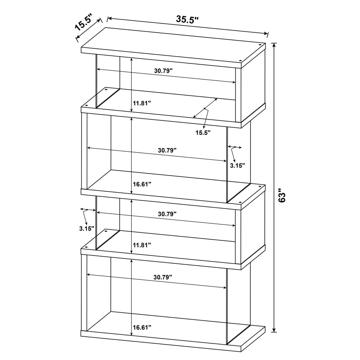 Emelle White/Clear 4-Tier Bookcase from Coaster - Luna Furniture