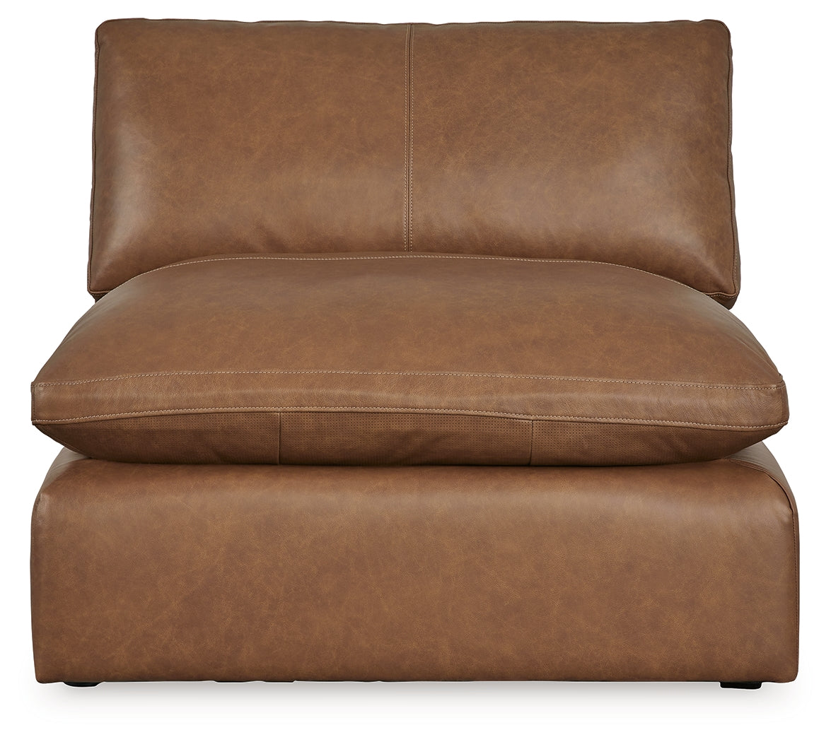 Emilia Caramel Armless Chair from Ashley - Luna Furniture