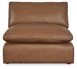 Emilia Caramel Armless Chair from Ashley - Luna Furniture