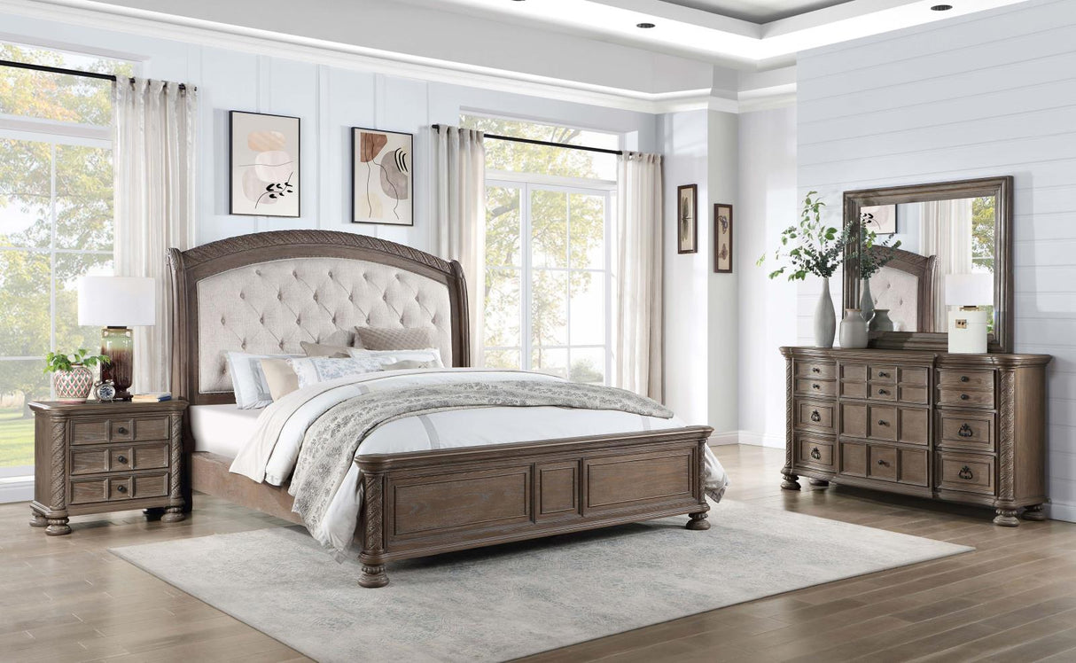 Emmett Walnut/Beige 4-Piece Eastern King Bedroom Set from Coaster - Luna Furniture