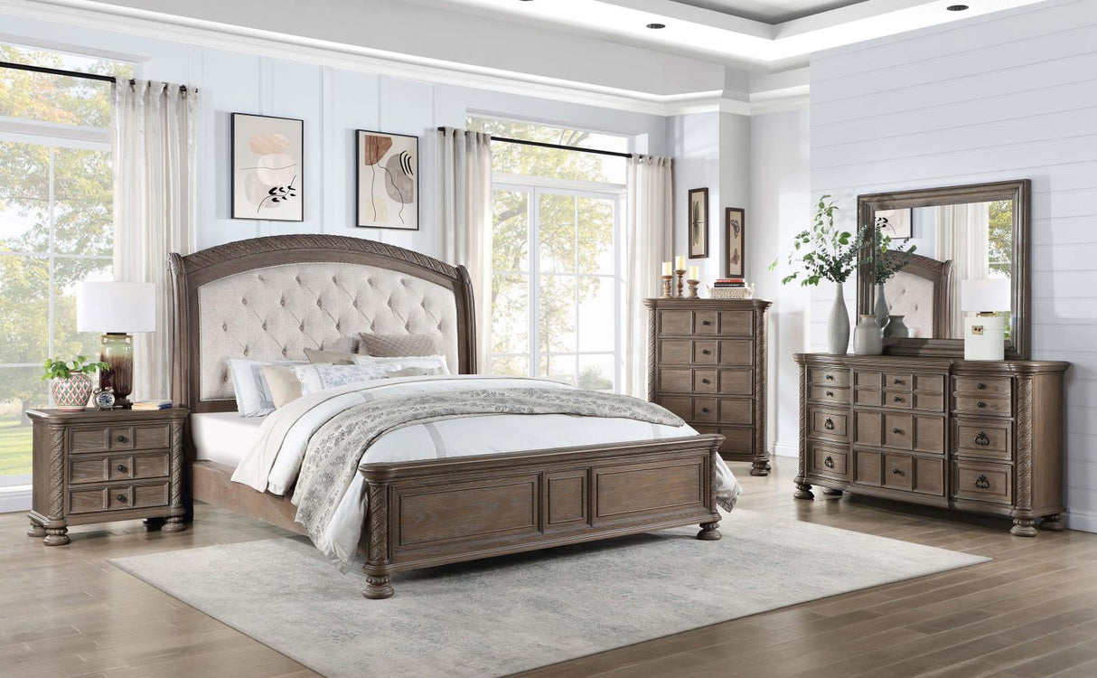 Emmett Walnut/Beige 5-Piece Eastern King Bedroom Set from Coaster - Luna Furniture