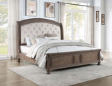 Emmett Tufted Headboard California King Panel Bed Walnut and Beige from Coaster - Luna Furniture