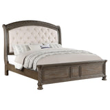 Emmett Tufted Headboard California King Panel Bed Walnut and Beige from Coaster - Luna Furniture