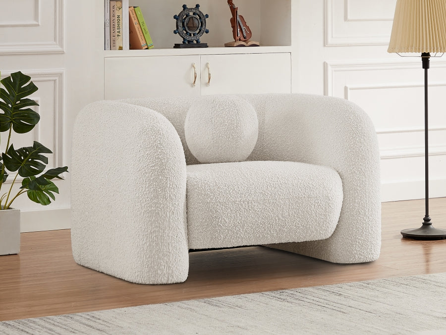 Emory Boucle Fabric Chair Cream from Meridian - Luna Furniture