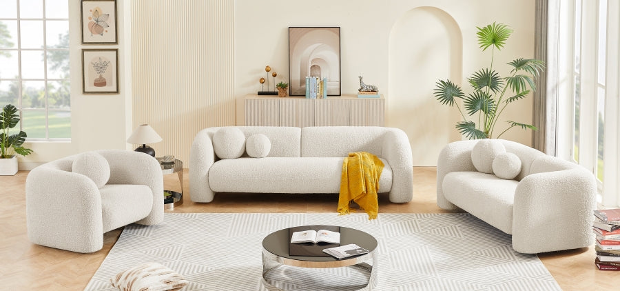 Emory Boucle Fabric Sofa Cream from Meridian - Luna Furniture