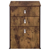 Estrella 3-Drawer File Cabinet Antique Nutmeg/Gunmetal from Coaster - Luna Furniture