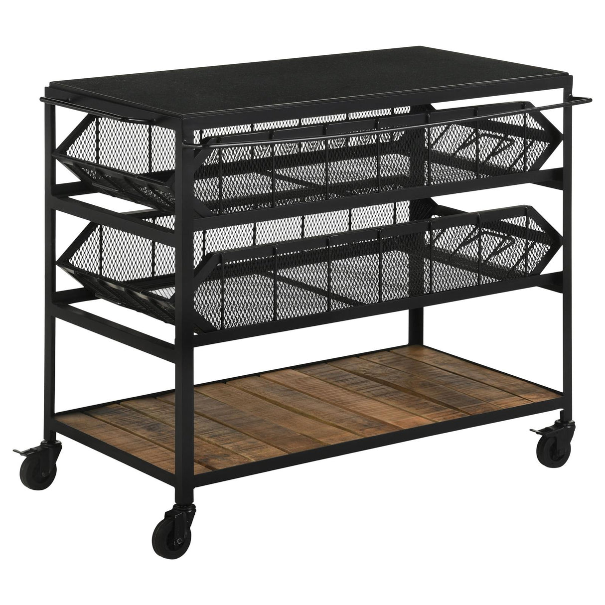 Evander Natural/Black Accent Storage Cart with Casters from Coaster - Luna Furniture