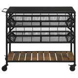 Evander Natural/Black Accent Storage Cart with Casters from Coaster - Luna Furniture