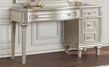 Evangeline 4-drawer Vanity Table with Faux Diamond Trim Silver and Ivory - 223397 - Luna Furniture