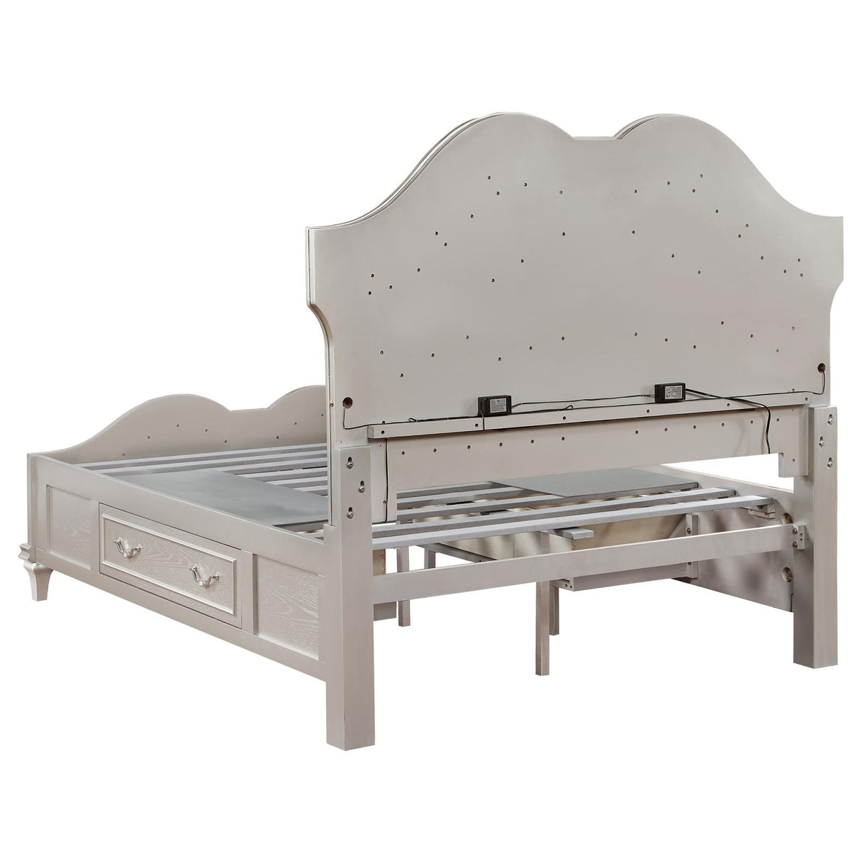 Evangeline California King Storage Bed with LED Headboard Silver Oak and Ivory - 223390KW - Luna Furniture