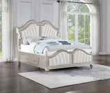 Evangeline Queen Storage Bed with LED Headboard Silver Oak and Ivory from Coaster - Luna Furniture