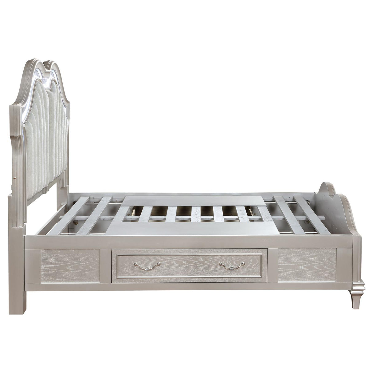 Evangeline Queen Storage Bed with LED Headboard Silver Oak and Ivory from Coaster - Luna Furniture