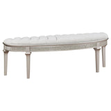 Evangeline Upholstered Demilune Bench Ivory and Silver Oak from Coaster - Luna Furniture