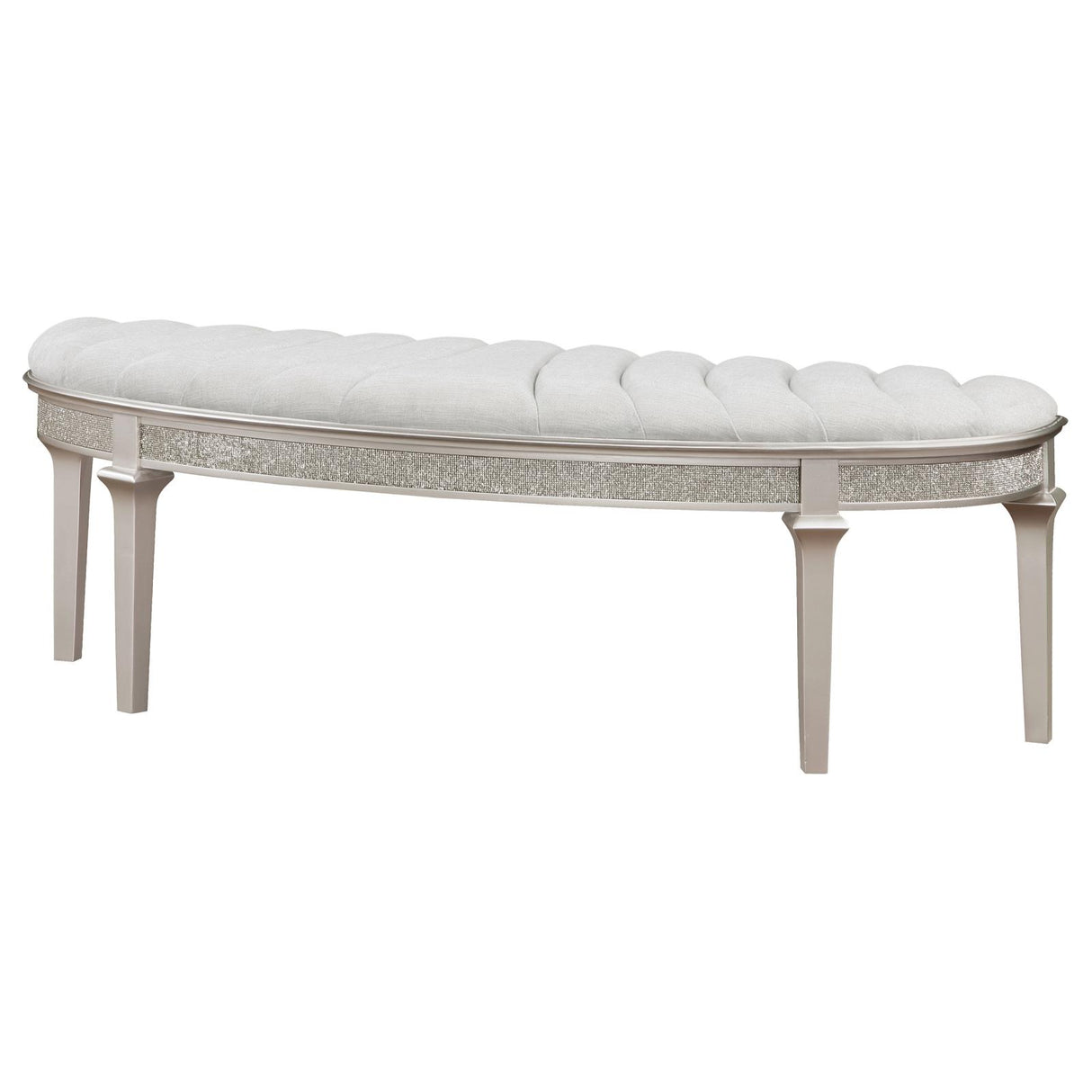 Evangeline Upholstered Demilune Bench Ivory and Silver Oak from Coaster - Luna Furniture