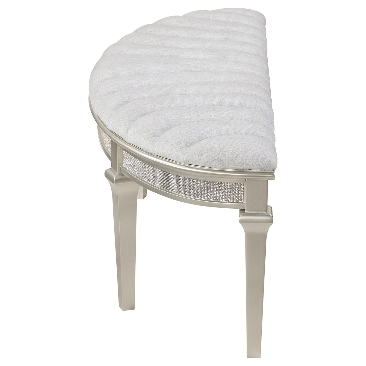 Evangeline Upholstered Demilune Bench Ivory and Silver Oak from Coaster - Luna Furniture