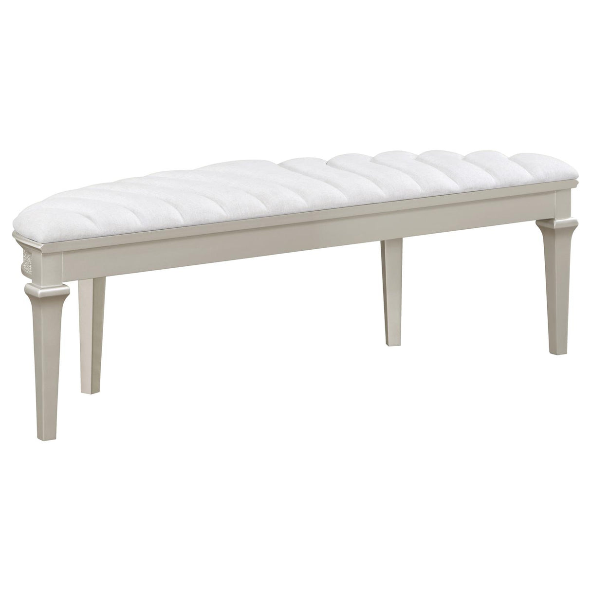 Evangeline Upholstered Demilune Bench Ivory and Silver Oak from Coaster - Luna Furniture