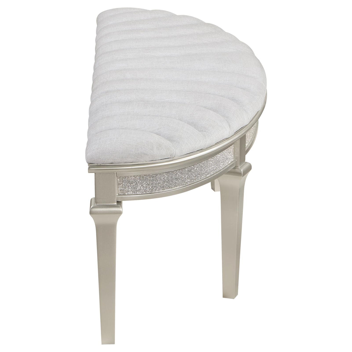 Evangeline Upholstered Demilune Bench Ivory and Silver Oak from Coaster - Luna Furniture