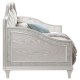 Evangeline Upholstered Twin Daybed with Faux Diamond Trim Silver and Ivory - 360121 - Luna Furniture