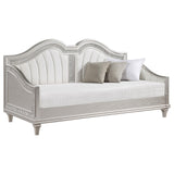 Evangeline Upholstered Twin Daybed with Faux Diamond Trim Silver and Ivory - 360121 - Luna Furniture