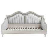 Evangeline Upholstered Twin Daybed with Faux Diamond Trim Silver and Ivory - 360121 - Luna Furniture