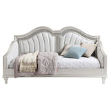 Evangeline Upholstered Twin Daybed with Faux Diamond Trim Silver and Ivory - 360121 - Luna Furniture